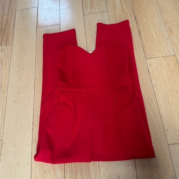 Red Strapless Jumpsuit Express Size 2 - Picture 7 of 7